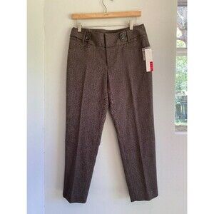 NWT Elle Designer Herringbone Brown Ankle Trousers Work Wear Size 4 Inseam 26"